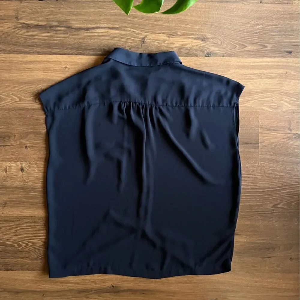 Loft Navy Blue Blouse w/Collar - Picture 4 of 6